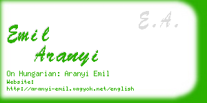 emil aranyi business card